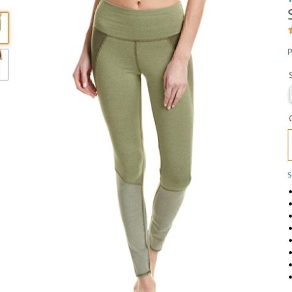 Splendid Green Color Block Leggings Size Medium